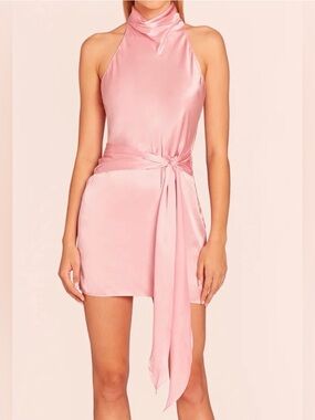 Amanda Uprichard SANDRINE SILK MINI DRESS in flamingo pink  size large NWT
